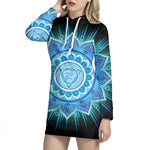 Vishuddha Chakra Mandala Print Pullover Hoodie Dress