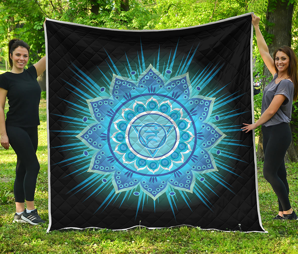 Vishuddha Chakra Mandala Print Quilt