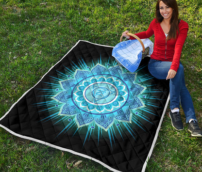 Vishuddha Chakra Mandala Print Quilt