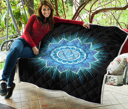 Vishuddha Chakra Mandala Print Quilt