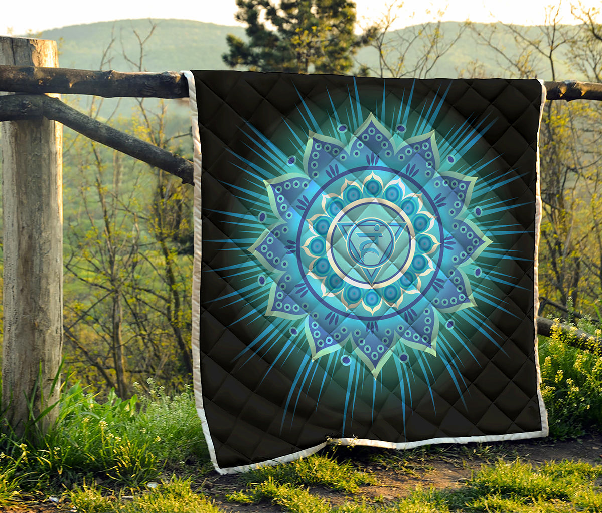 Vishuddha Chakra Mandala Print Quilt