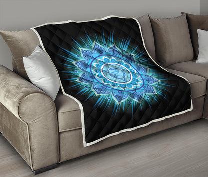 Vishuddha Chakra Mandala Print Quilt