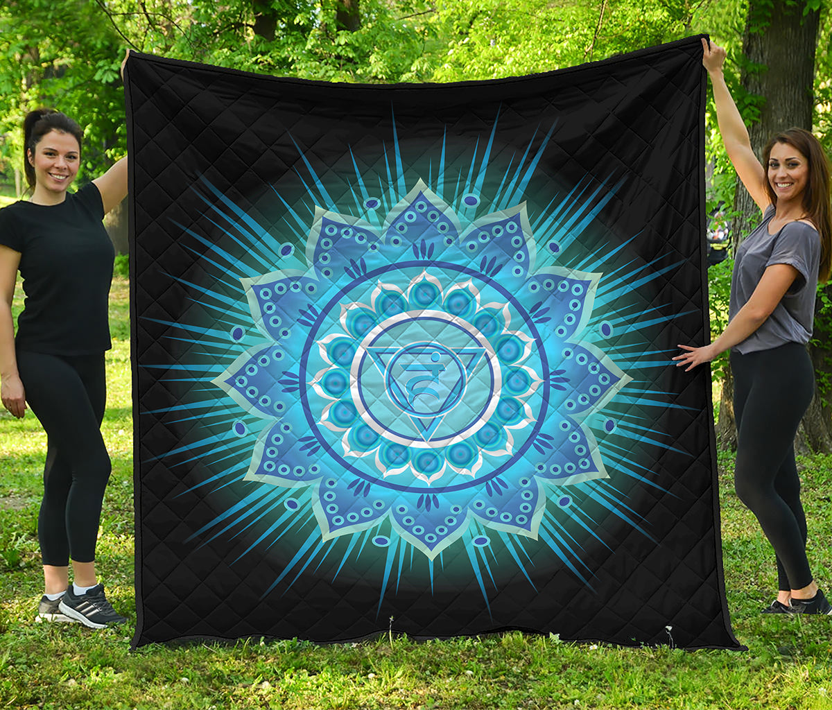 Vishuddha Chakra Mandala Print Quilt