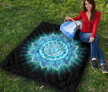 Vishuddha Chakra Mandala Print Quilt