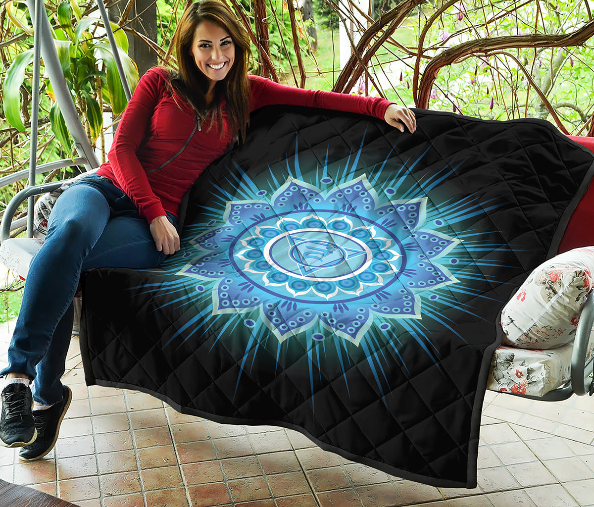 Vishuddha Chakra Mandala Print Quilt