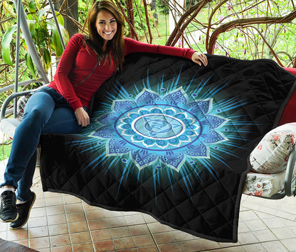 Vishuddha Chakra Mandala Print Quilt