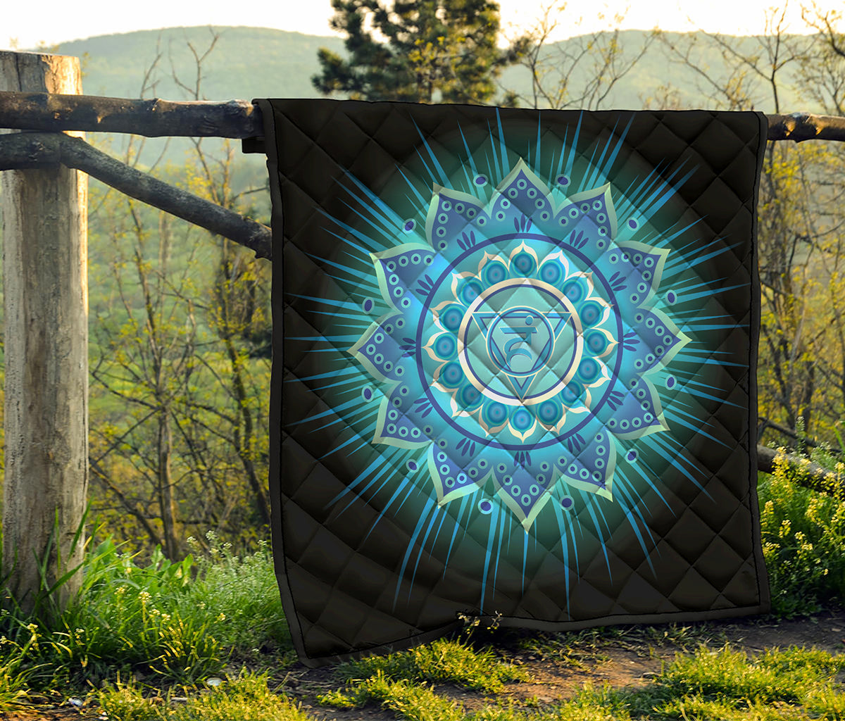 Vishuddha Chakra Mandala Print Quilt