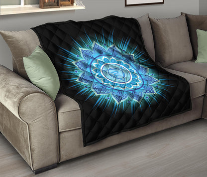 Vishuddha Chakra Mandala Print Quilt