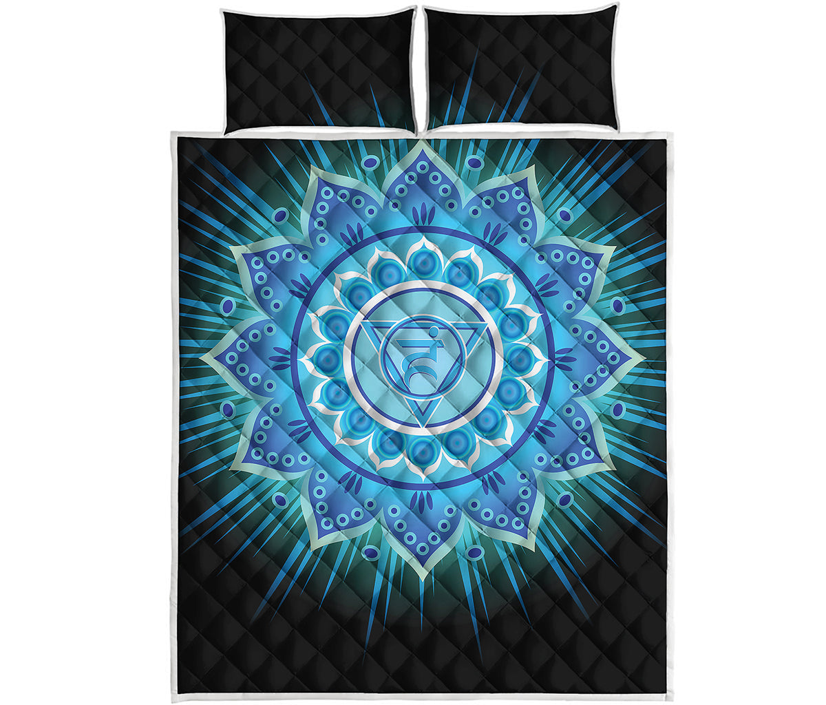 Vishuddha Chakra Mandala Print Quilt Bed Set