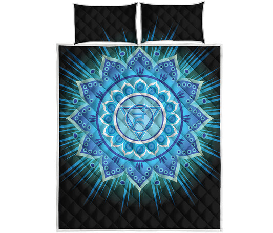 Vishuddha Chakra Mandala Print Quilt Bed Set