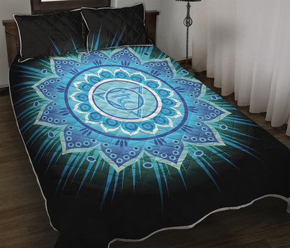 Vishuddha Chakra Mandala Print Quilt Bed Set