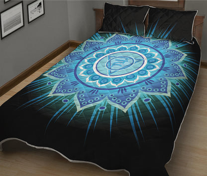 Vishuddha Chakra Mandala Print Quilt Bed Set