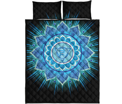 Vishuddha Chakra Mandala Print Quilt Bed Set