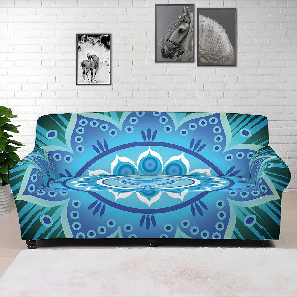 Vishuddha Chakra Mandala Print Sofa Cover
