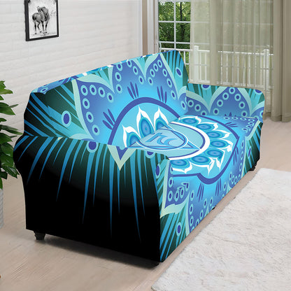 Vishuddha Chakra Mandala Print Sofa Cover