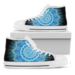 Vishuddha Chakra Mandala Print White High Top Shoes