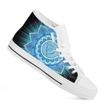 Vishuddha Chakra Mandala Print White High Top Shoes