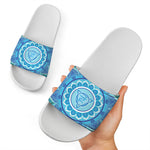 Vishuddha Chakra Mandala Print White Slide Sandals