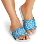 Vishuddha Chakra Mandala Print White Slide Sandals