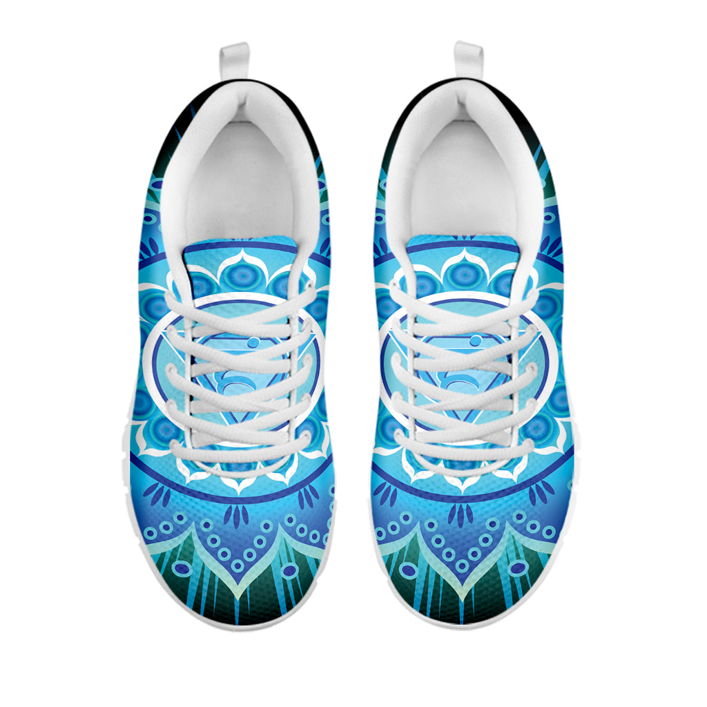 Vishuddha Chakra Mandala Print White Sneakers