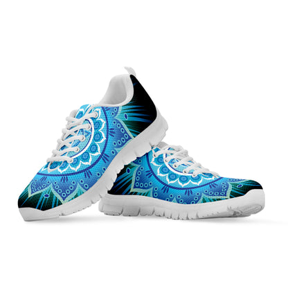 Vishuddha Chakra Mandala Print White Sneakers