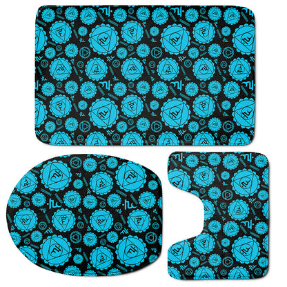 Vishuddha Chakra Pattern Print 3 Piece Bath Mat Set