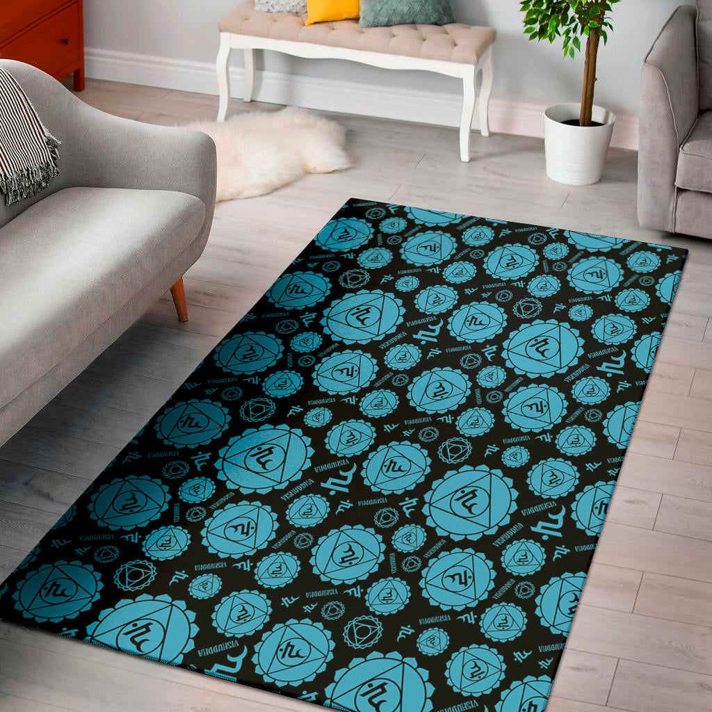 Vishuddha Chakra Pattern Print Area Rug