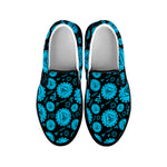 Vishuddha Chakra Pattern Print Black Slip On Shoes