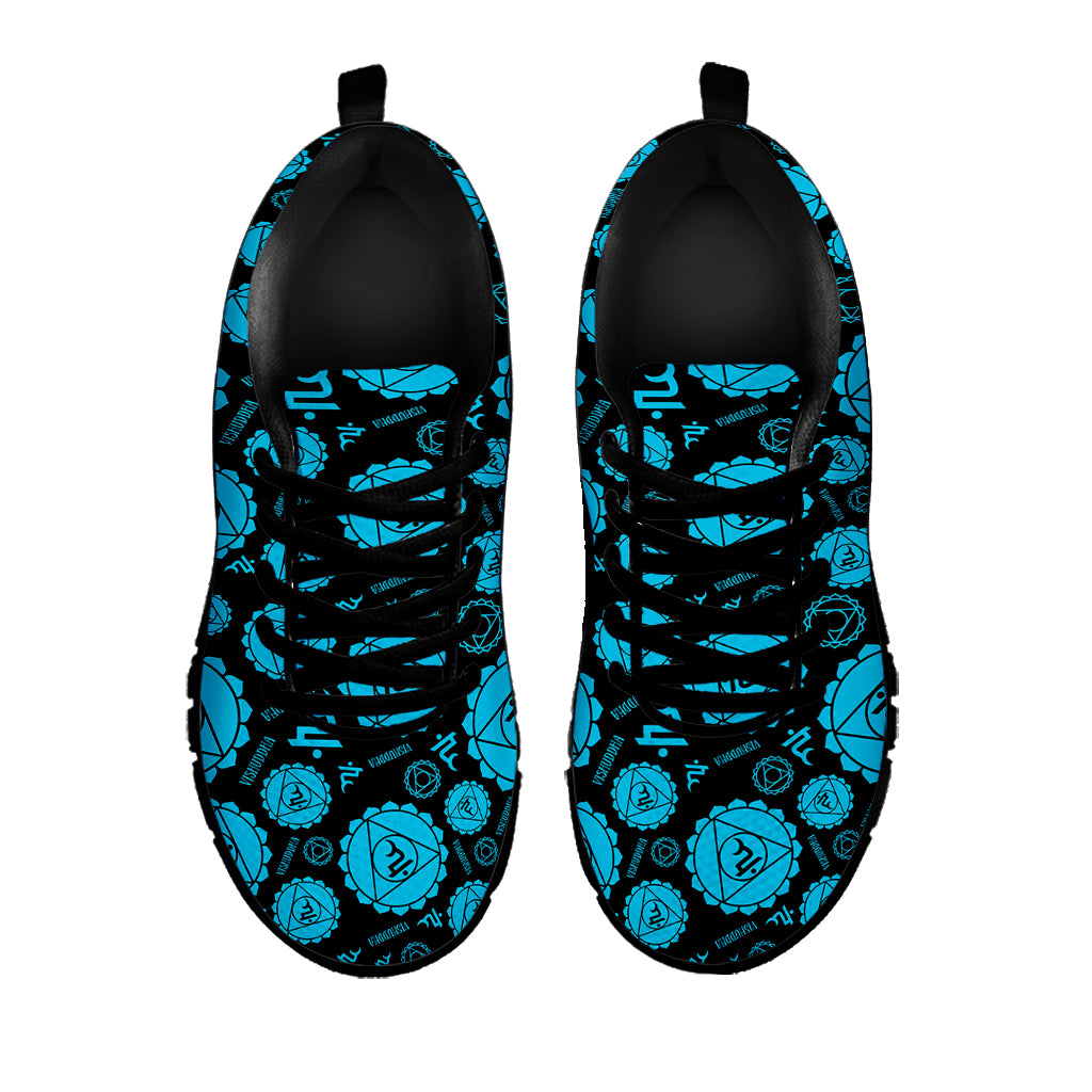 Vishuddha Chakra Pattern Print Black Sneakers