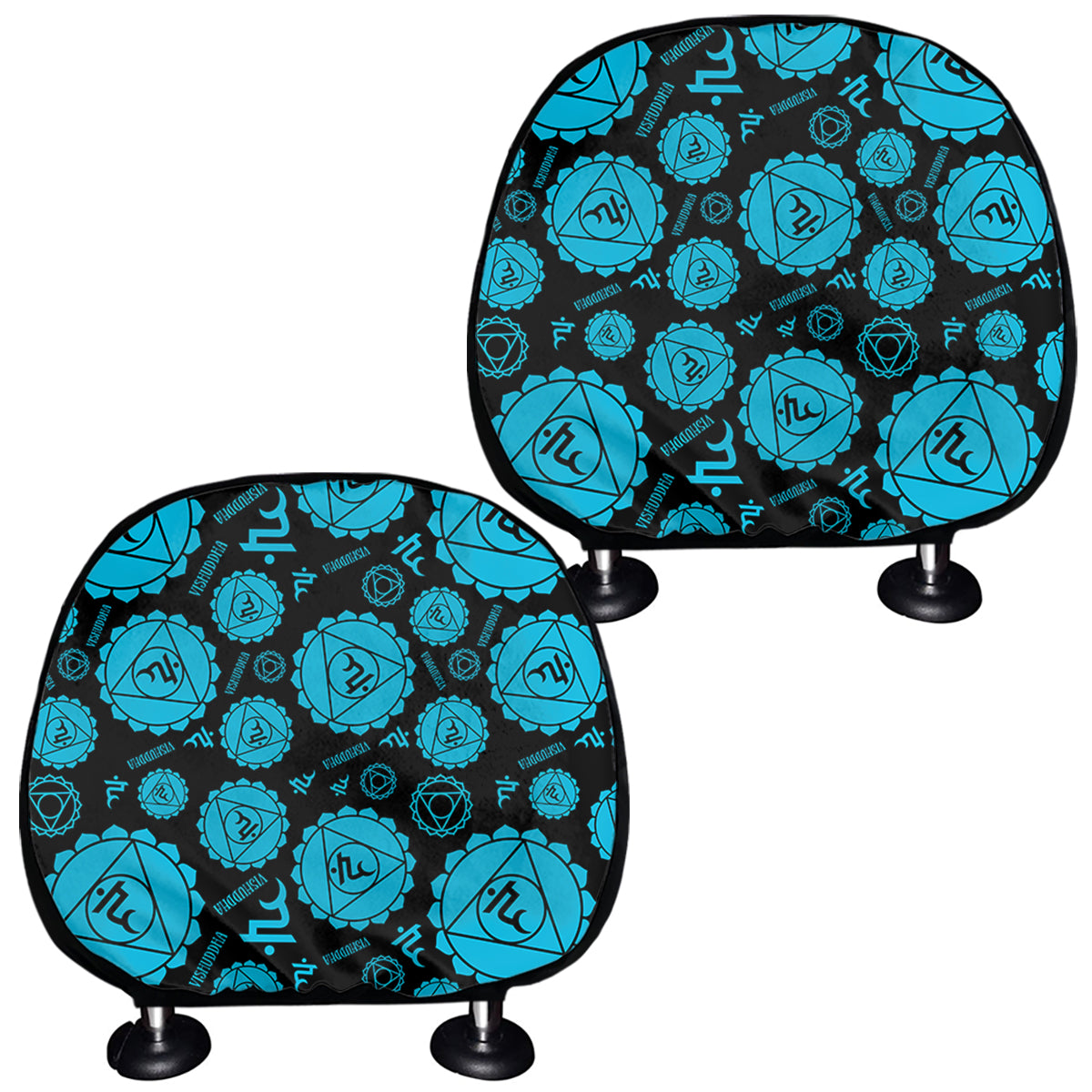 Vishuddha Chakra Pattern Print Car Headrest Covers