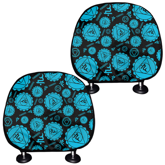 Vishuddha Chakra Pattern Print Car Headrest Covers