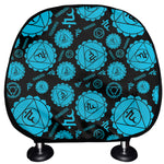 Vishuddha Chakra Pattern Print Car Headrest Covers