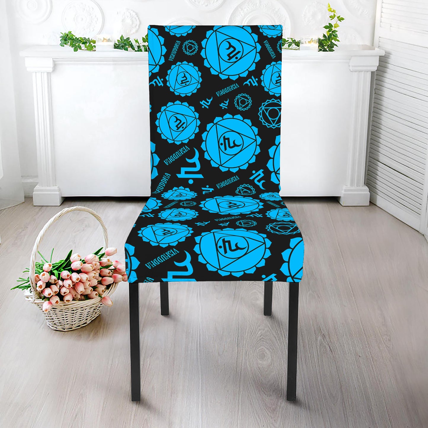 Vishuddha Chakra Pattern Print Dining Chair Slipcover