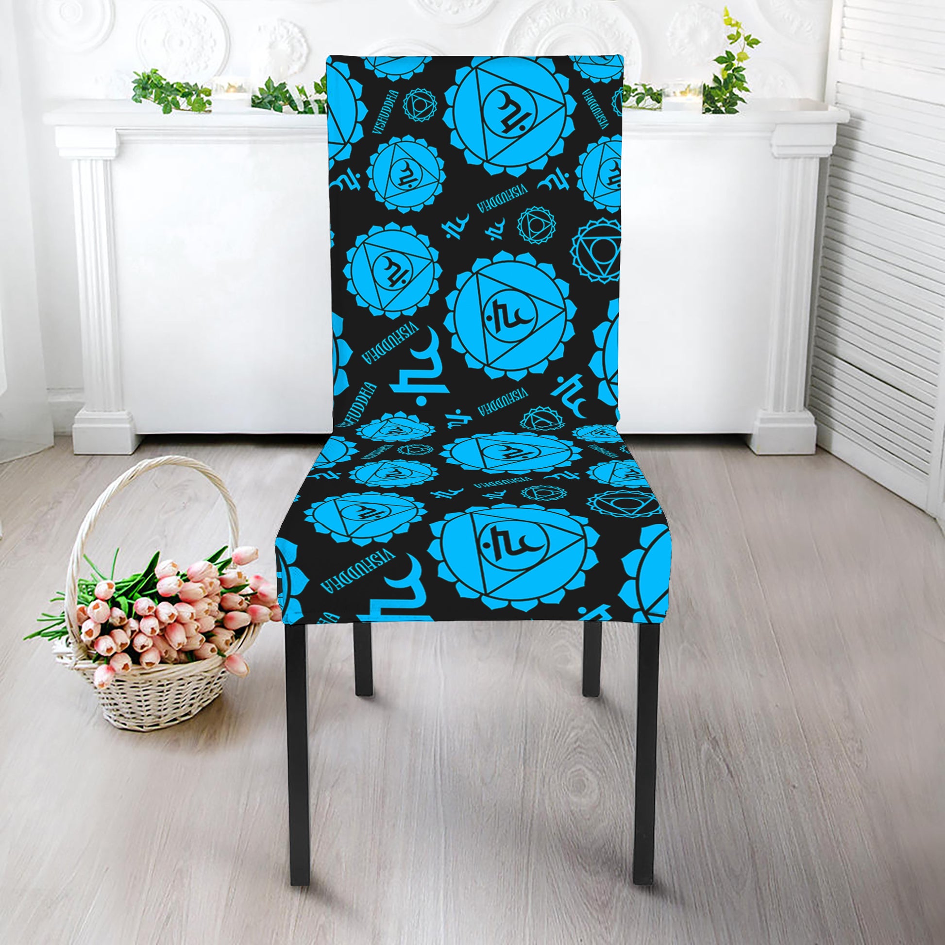 Vishuddha Chakra Pattern Print Dining Chair Slipcover