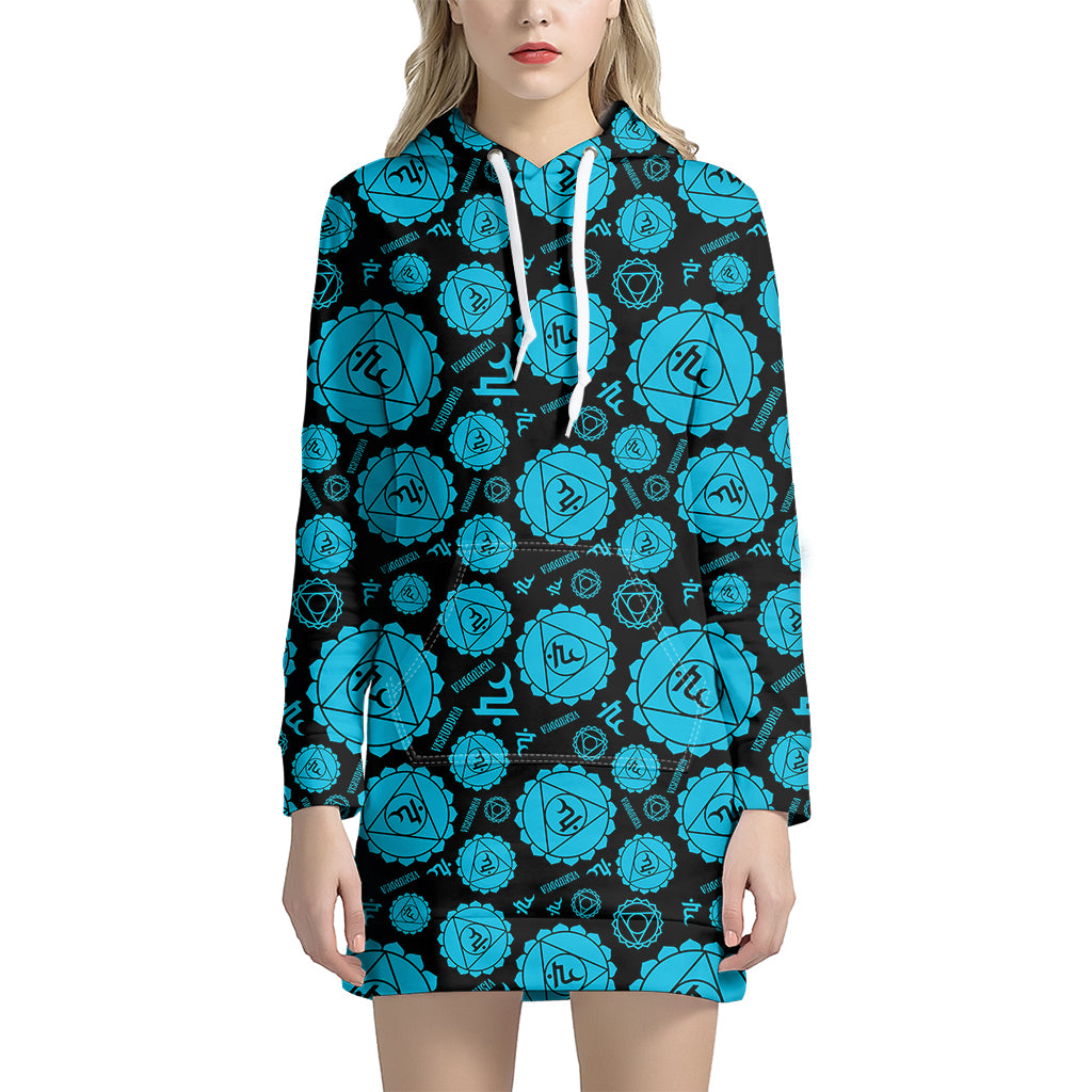 Vishuddha Chakra Pattern Print Hoodie Dress