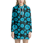 Vishuddha Chakra Pattern Print Hoodie Dress