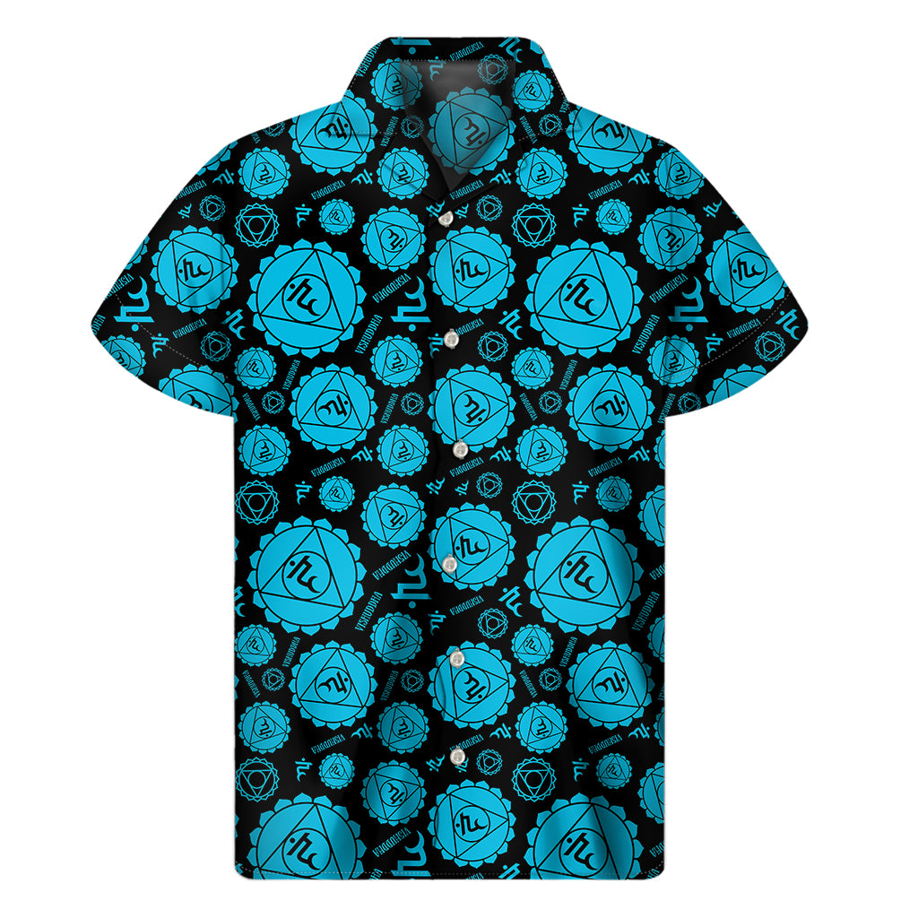 Vishuddha Chakra Pattern Print Men's Short Sleeve Shirt