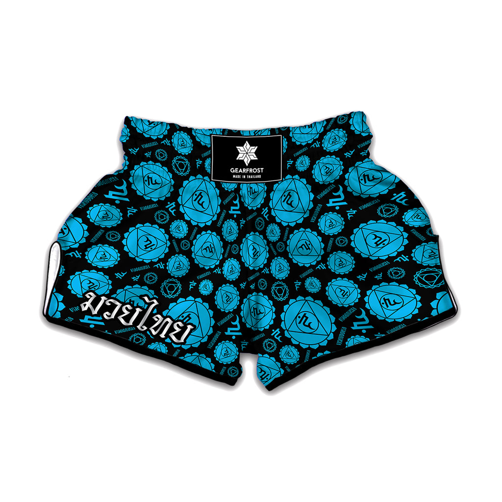 Vishuddha Chakra Pattern Print Muay Thai Boxing Shorts