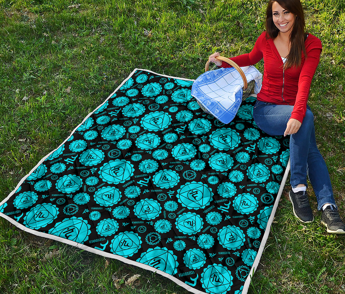 Vishuddha Chakra Pattern Print Quilt