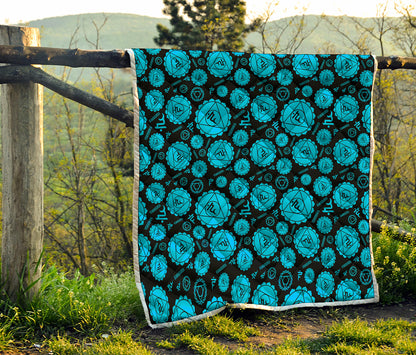 Vishuddha Chakra Pattern Print Quilt