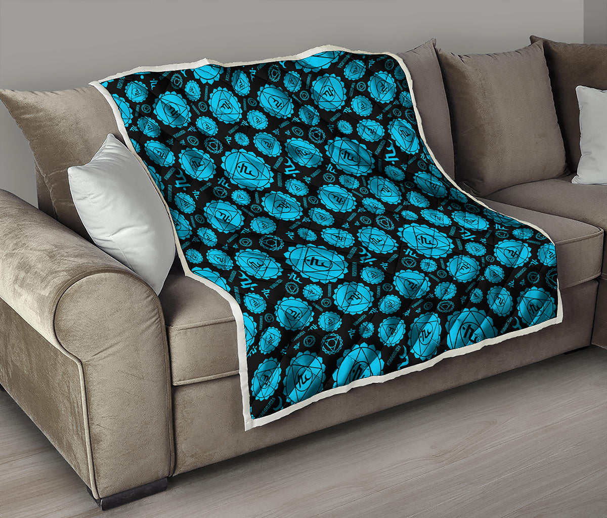 Vishuddha Chakra Pattern Print Quilt