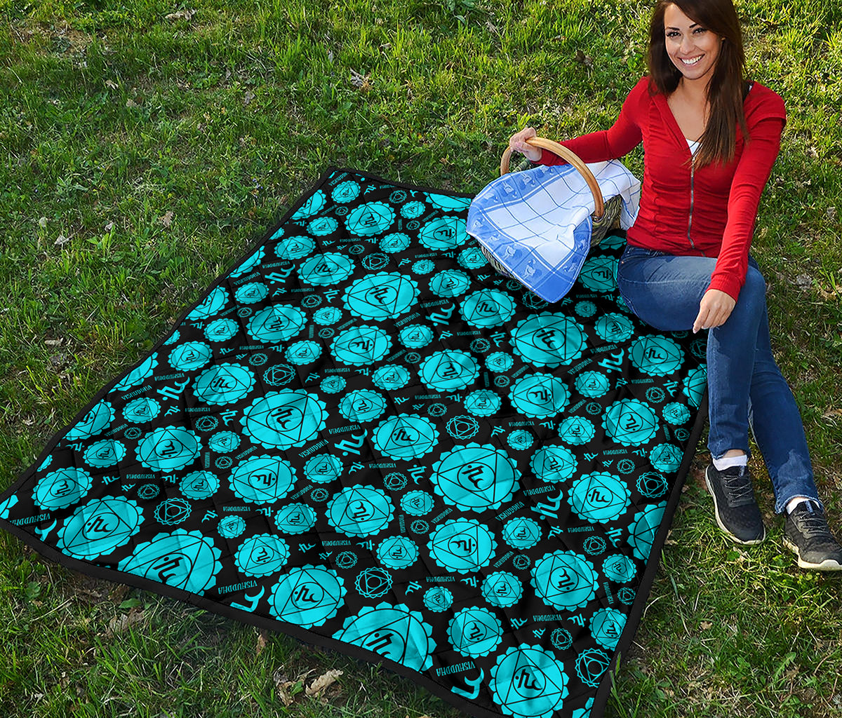 Vishuddha Chakra Pattern Print Quilt