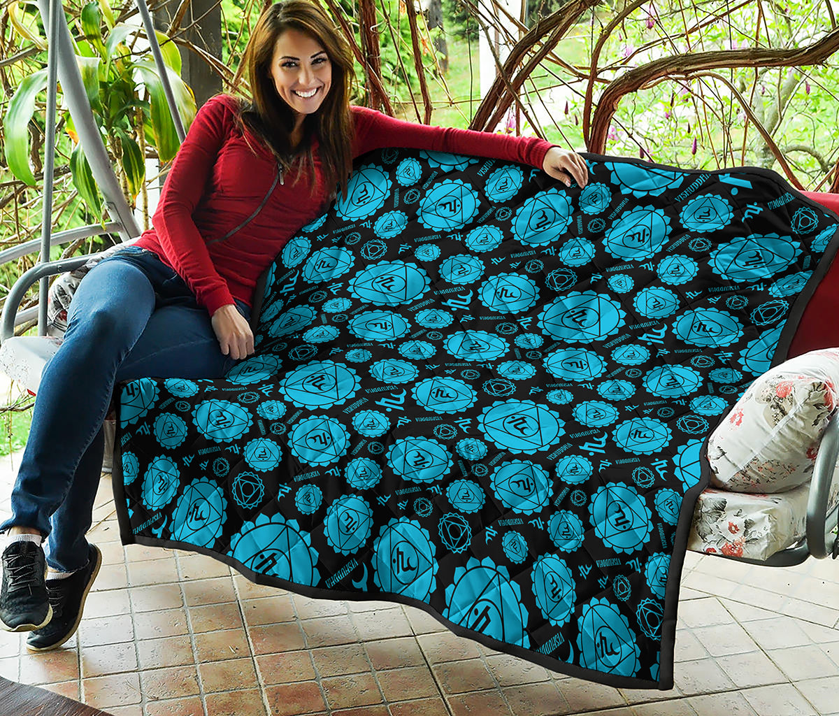 Vishuddha Chakra Pattern Print Quilt