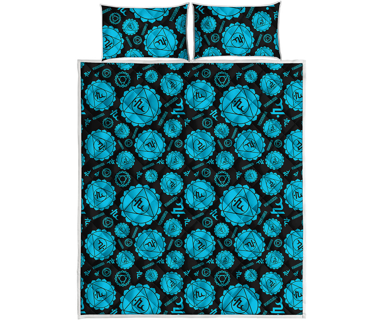 Vishuddha Chakra Pattern Print Quilt Bed Set