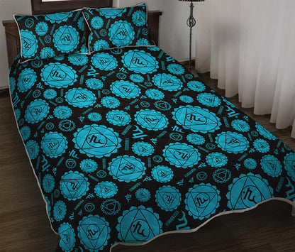 Vishuddha Chakra Pattern Print Quilt Bed Set