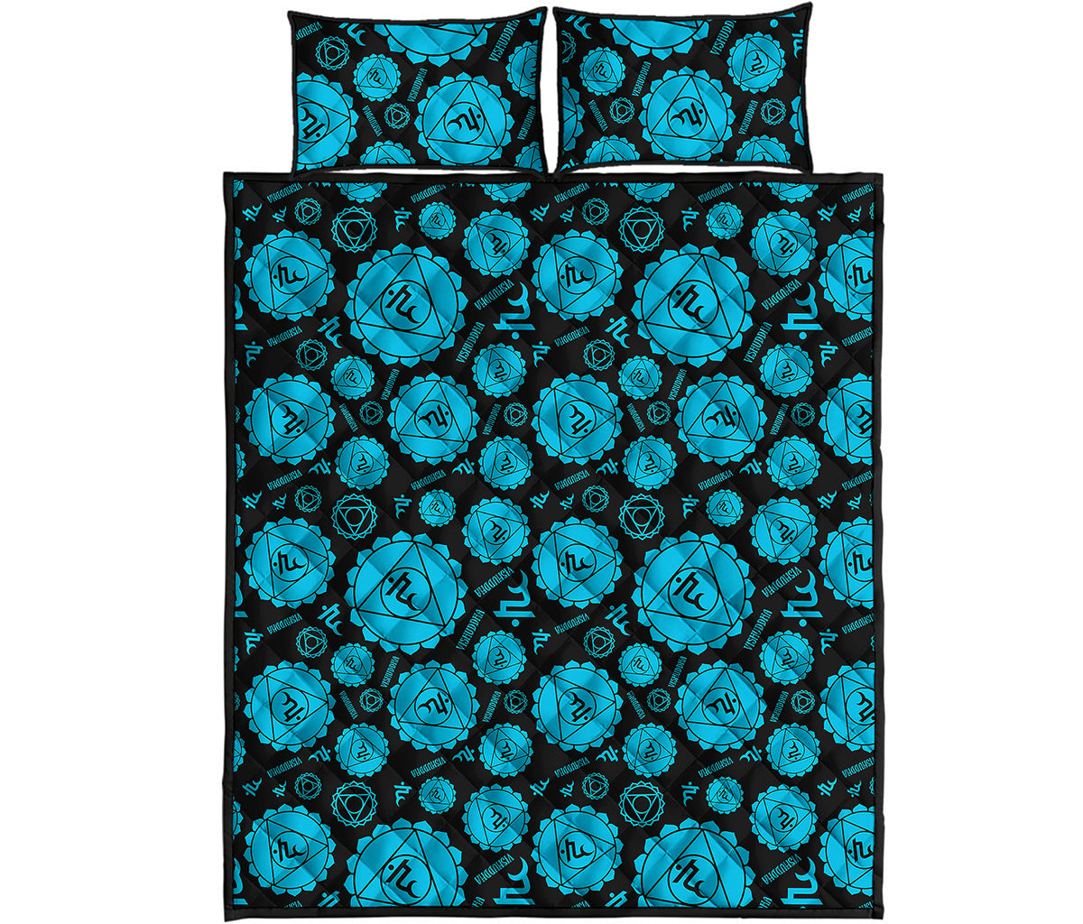 Vishuddha Chakra Pattern Print Quilt Bed Set