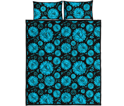 Vishuddha Chakra Pattern Print Quilt Bed Set
