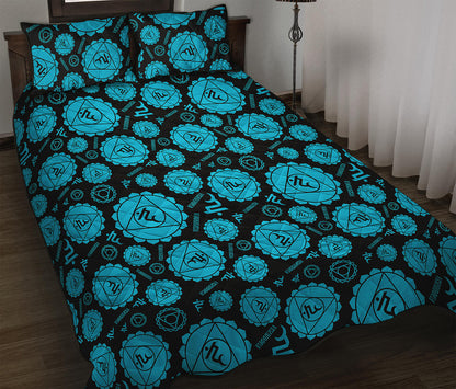 Vishuddha Chakra Pattern Print Quilt Bed Set