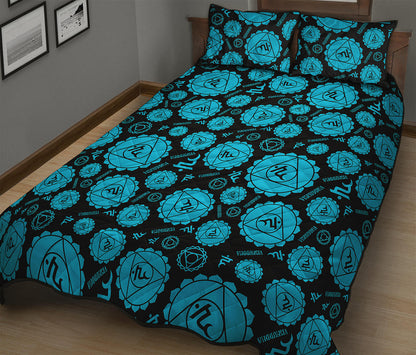 Vishuddha Chakra Pattern Print Quilt Bed Set