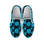 Vishuddha Chakra Pattern Print White Slip On Shoes